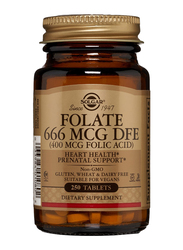 Solgar Folate 666 MCG DFE (400 MCG Folic Acid) Dietary Supplement, 250 Tablets