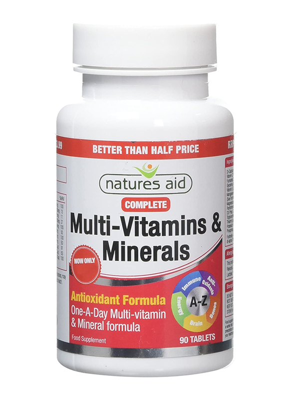 Natures Aid Complete Multi-Vitamins & Minerals Food Supplement, 90 Tablets