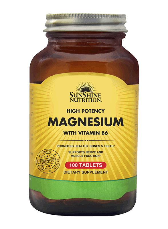 Sunshine Nutrition High Potency Magnesium Dietary Supplement with Vitamin B6, 100 Tablets