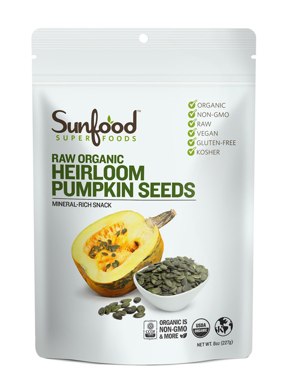 Sunfood Superfoods Organic Raw Heirloom Pumpkin Seeds, 227g