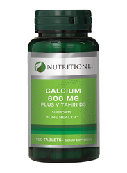 Nutritionl Calcium + Vitamin D3 Dietary Supplement, 600mg, 100 Tablets