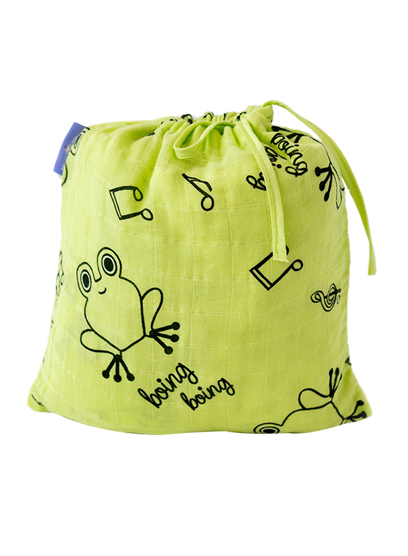 Milk & Moo 2-Piece Cacha Frog Muslin Swaddle Baby Blankets, Green/Black/White