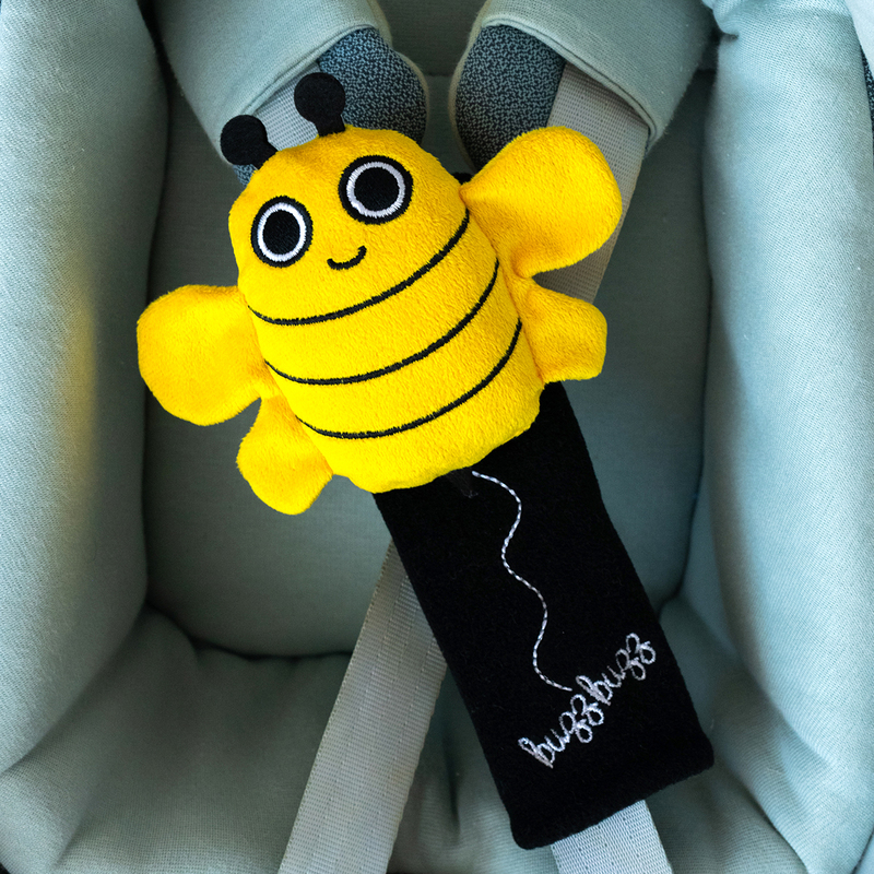 Milk & Moo Yellow Buzzy Bee Seatbelt Covers for Kids, Multicolour