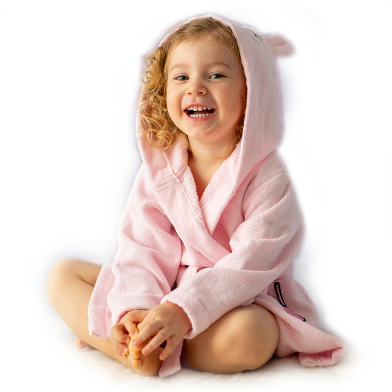 Milk & Moo Chancin Velvet Hooded Robe for Kids, Pink