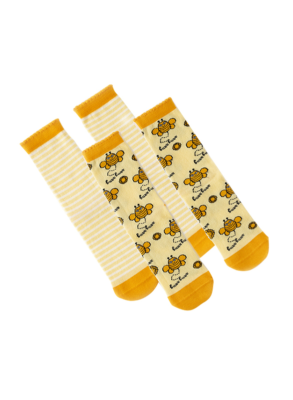 Milk & Moo Buzzy Bee and Chancing Mother Socks for Women, 4 Pairs, Multicolour