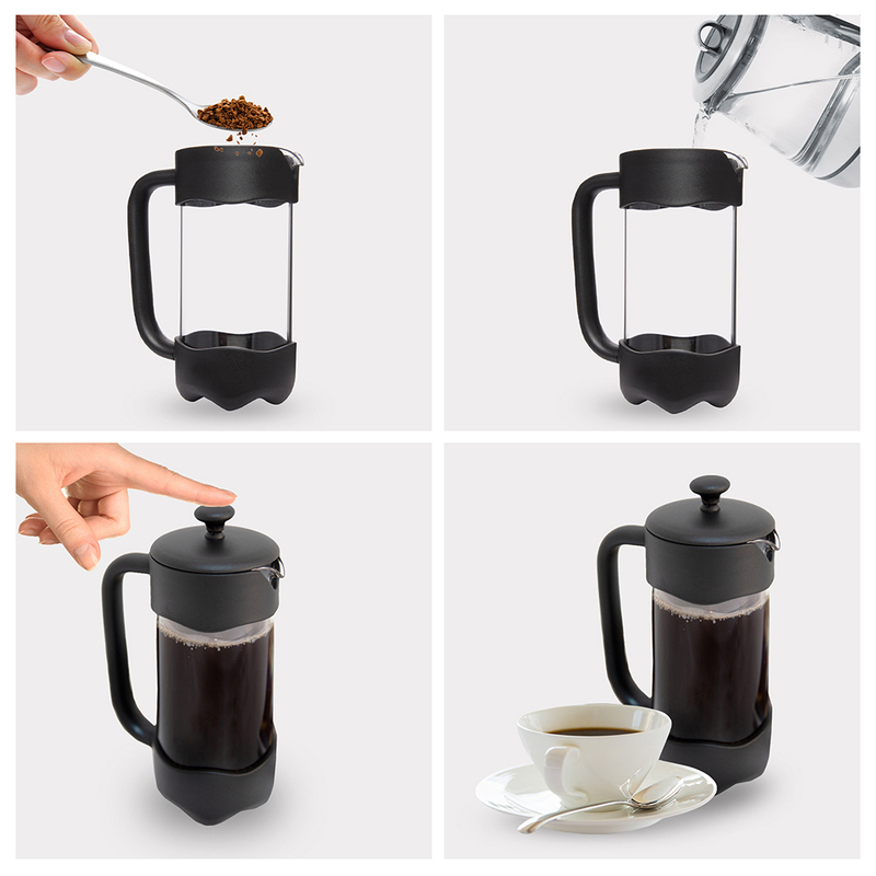 Biggcoffee 1000ml French Press Coffee Maker, FY92, Black/Clear