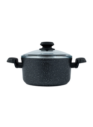 Korkmaz 20cm Ornella Aluminum Non-Stick Deep Round Pot with Lid, A1835, Black