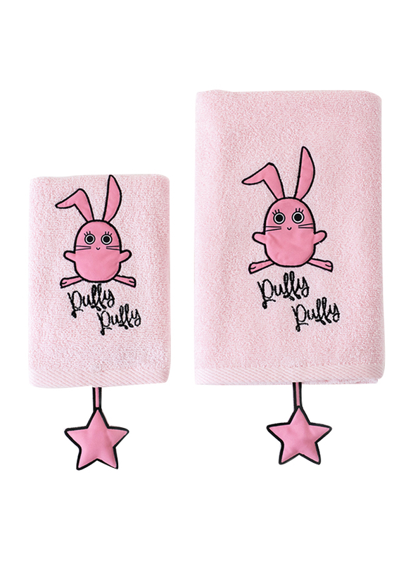 Milk & Moo 2-Pieces Chancin Baby Towels Set, Pink/Black