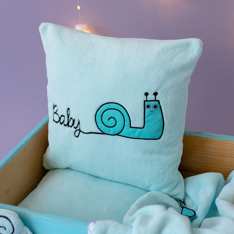 Milk & Moo 3-Piece Sangaloz Baby Receiving Blanket with Baby Pillow and Baby Security Lovey, Blue