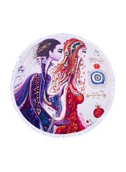 BiggDesign Love Round Beach Towel, Multicolor