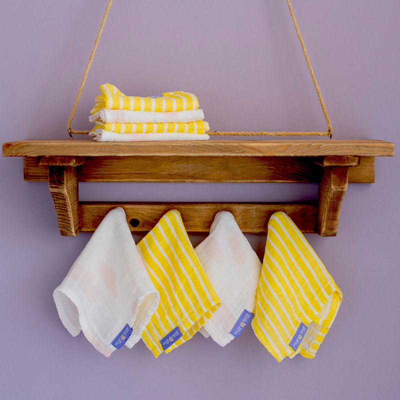 Milk & Moo 8-Pieces Muslin Large Burp Cloths Set, Orange/Pink
