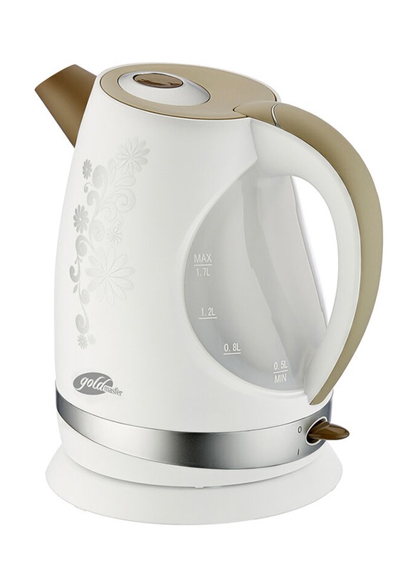 Goldmaster 1.7L Daisy Kettle, 2200W, GKT-7313, White/Gold