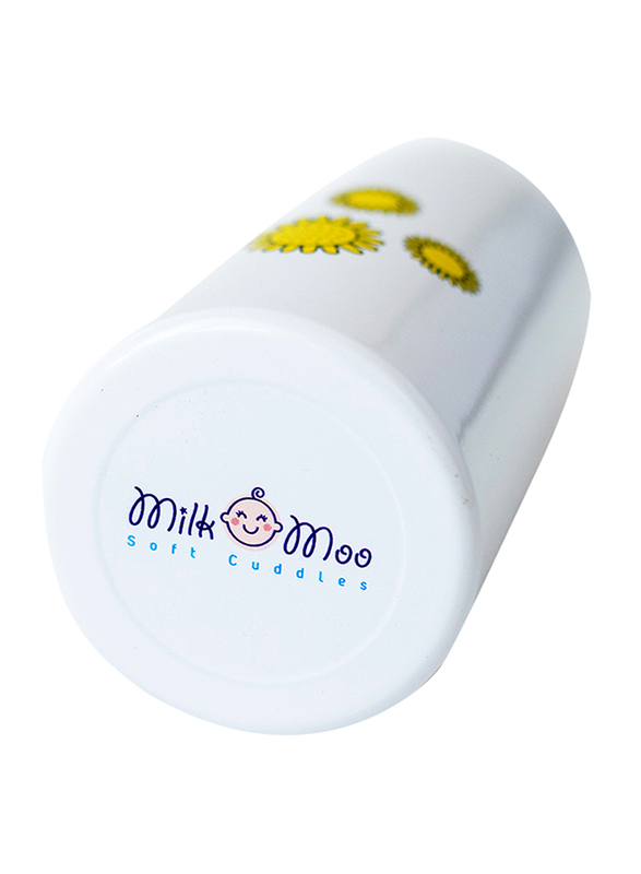 Milk & Moo 400ml Buzzy Bee Kids Aluminium Water Bottle, White/Yellow