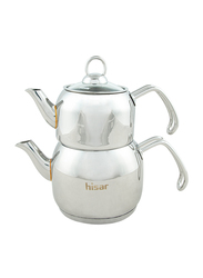 Hisar 0.7-1.3L Mercury 18/10 Stainless Steel Stovetop Tea Pot with Glass Lid Set, Silver