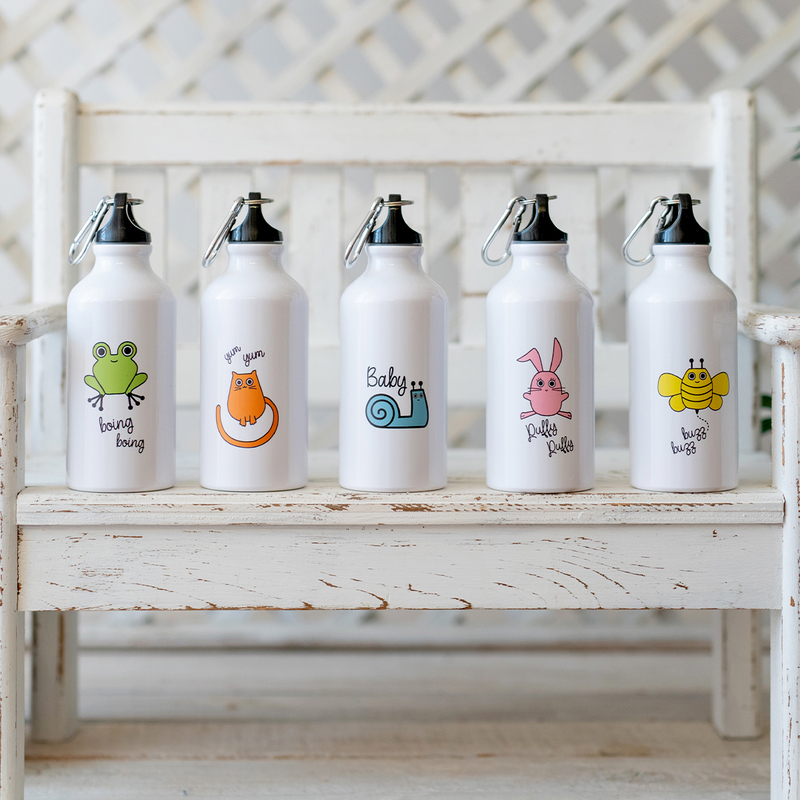 Milk & Moo 400ml Buzzy Bee Kids Aluminium Water Bottle, White/Yellow