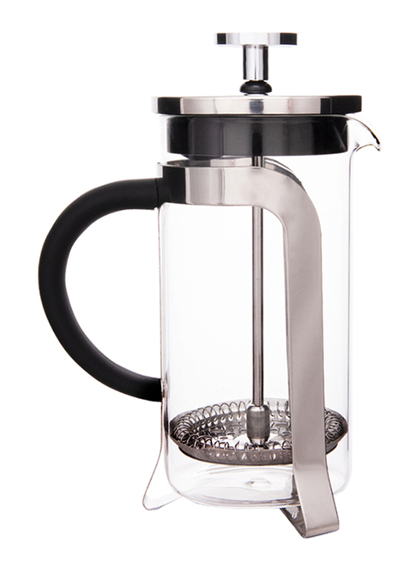 Biggcoffee 600ml French Press Coffee Maker, FY450, Black/Silver