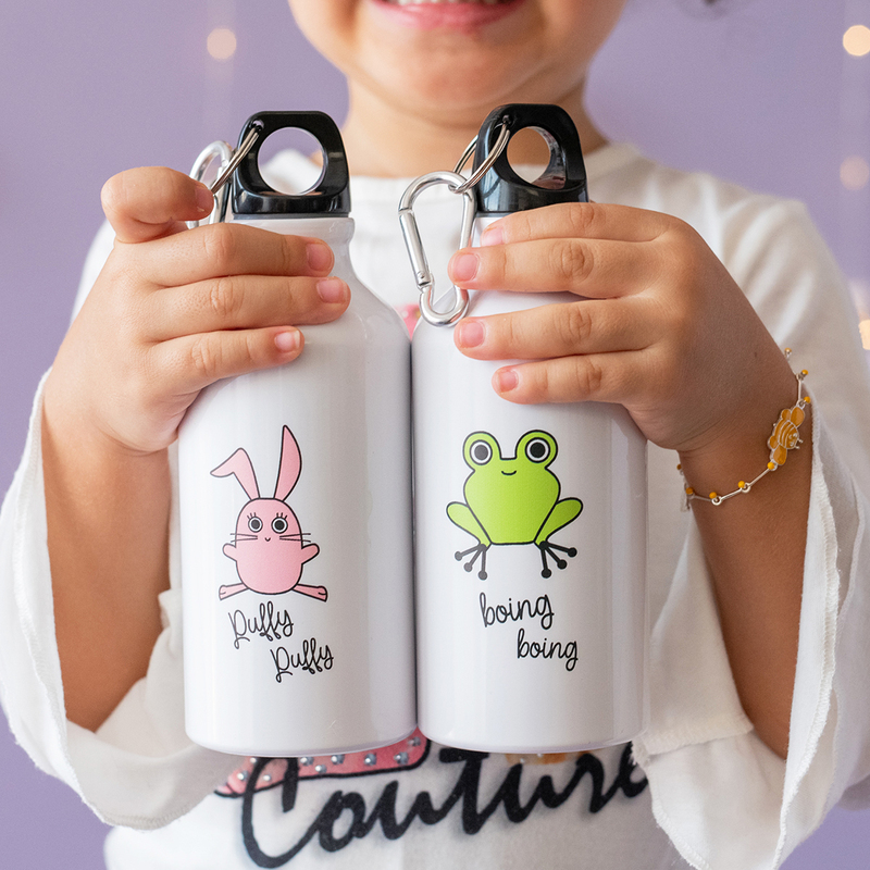Milk & Moo 400ml Cacha Kids Aluminium Water Bottle, White/Green