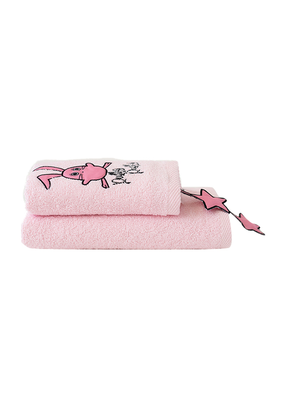 Milk & Moo 2-Pieces Chancin Baby Towels Set, Pink/Black