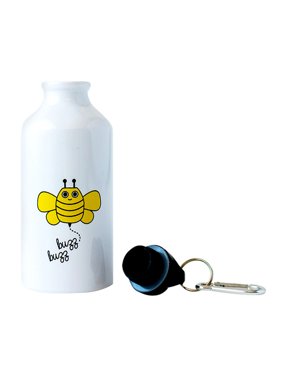 Milk & Moo 400ml Buzzy Bee Kids Aluminium Water Bottle, White/Yellow