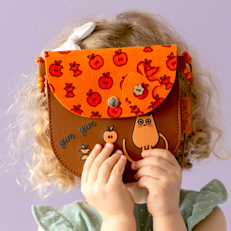 Milk & Moo Toddler Purse for Girls, Orange/Brown