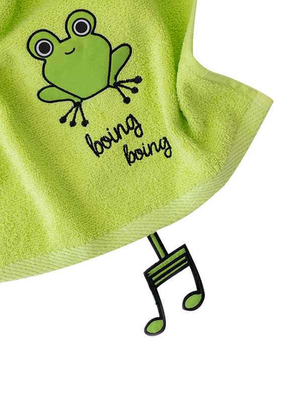 Milk & Moo 2-Pieces Cacha Frog Baby Towels Set, Green/Black