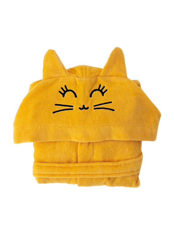 Milk & Moo Tombish Cat Velvet Hooded Robe for Kids, Orange