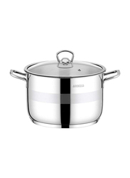 Amboss 6.3 Ltr Sapphire Stainless Steel Round Deep Pot with Lid, 24x14 cm, Silver