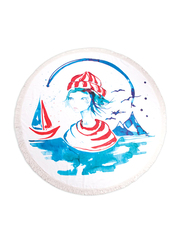 BiggDesign Anemoss Sailor Girl Round Beach Towel, Multicolor