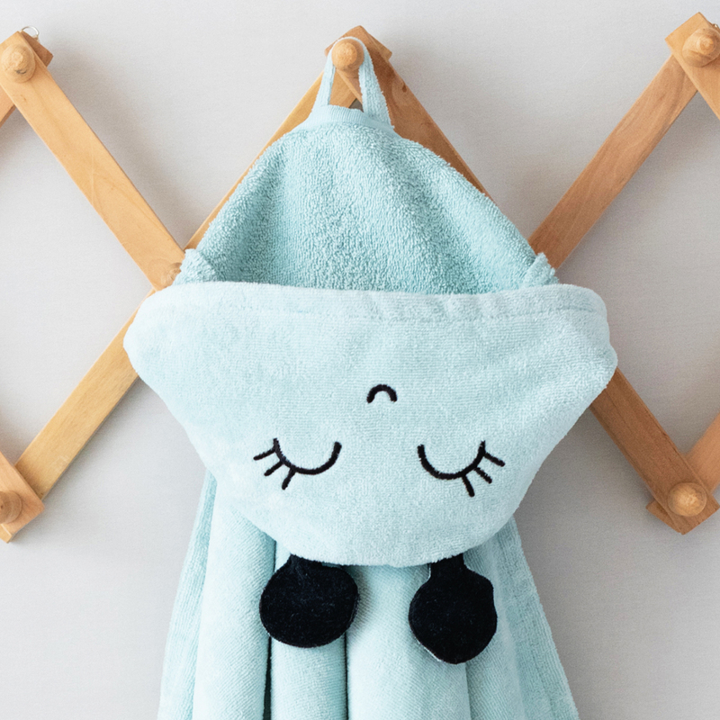 Milk & Moo Sangaloz Velvet Hooded Towel for Babies, Blue