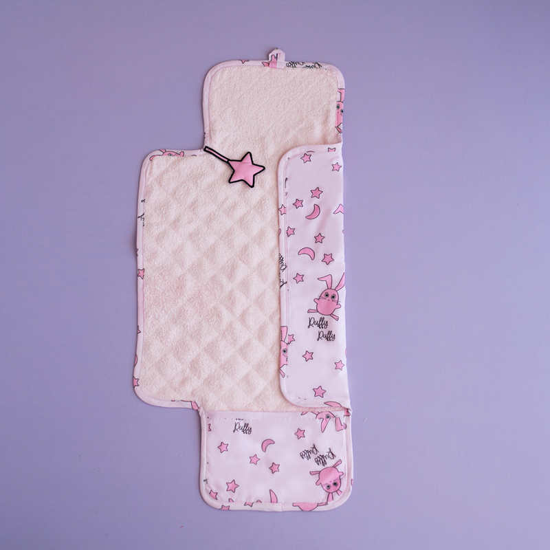 Milk & Moo Chancin Baby Diaper Changing Pad, Pink/Black