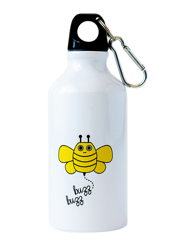 Milk & Moo 400ml Buzzy Bee Kids Aluminium Water Bottle, White/Yellow
