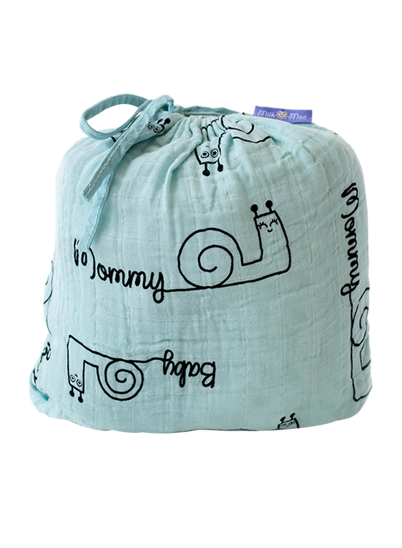 Milk & Moo 2-Piece Sangaloz Muslin Swaddle Baby Blankets, Blue/Black/White