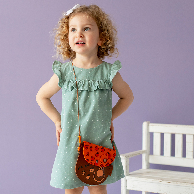 Milk & Moo Toddler Purse for Girls, Orange/Brown