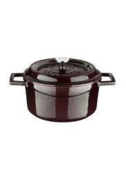 Lava 20cm Premium Cast Iron Deep Round Dutch Oven with Dual Handle, Brown