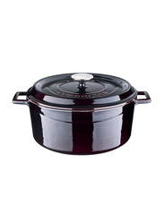 Lava 28cm Premium Cast Iron Deep Round Dutch Oven with Dual Handle, Brown