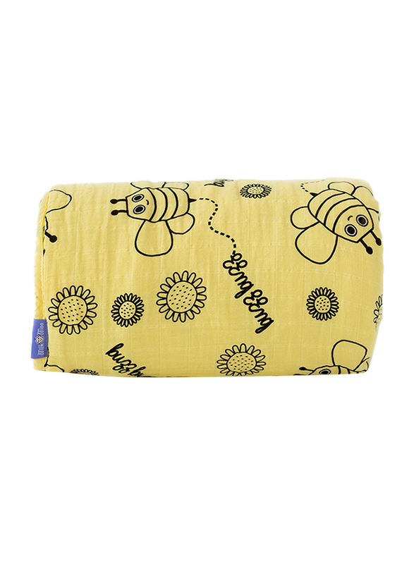 Milk & Moo Buzzy Bee Muslin Fiber Filled Baby Blanket, Yellow/Black/White