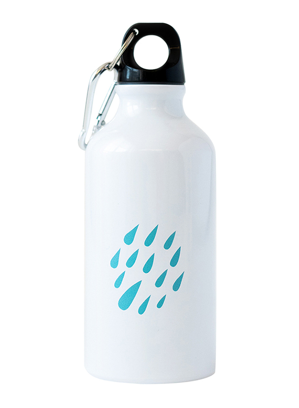 Milk & Moo 400ml Sangaloz Kids Aluminium Water Bottle, White/Blue
