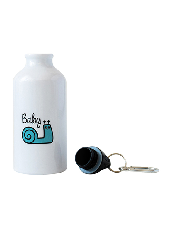 Milk & Moo 400ml Sangaloz Kids Aluminium Water Bottle, White/Blue