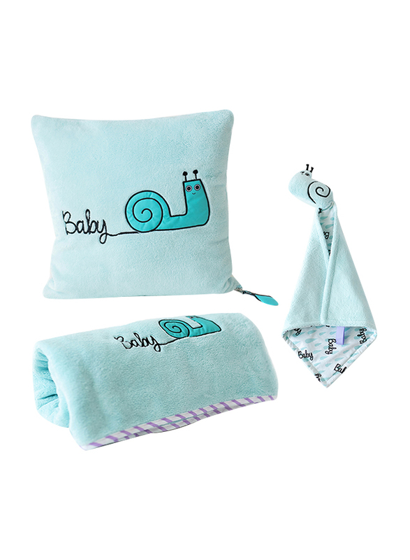 Milk & Moo 3-Piece Sangaloz Baby Receiving Blanket with Baby Pillow and Baby Security Lovey, Blue