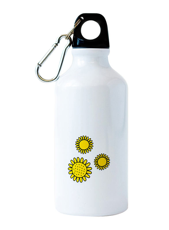Milk & Moo 400ml Buzzy Bee Kids Aluminium Water Bottle, White/Yellow