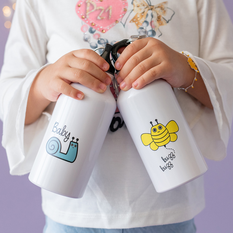 Milk & Moo 400ml Buzzy Bee Kids Aluminium Water Bottle, White/Yellow