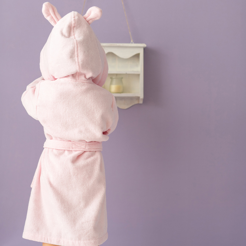 Milk & Moo Chancin Velvet Hooded Robe for Kids, Pink