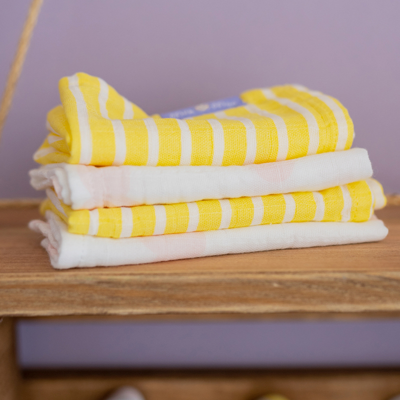Milk & Moo 8-Pieces Muslin Large Burp Cloths Set, Orange/Pink