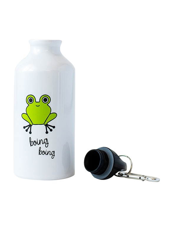 Milk & Moo 400ml Cacha Kids Aluminium Water Bottle, White/Green