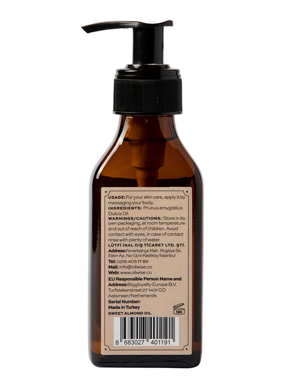 Oilwise Cold Pressed Sweet Almond Massage Oil, 100ml