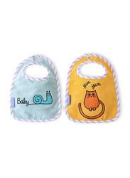 Milk & Moo 2-Pieces Tombish Cat & Sangaloz Muslin Baby Bibs Set, Orange/Blue