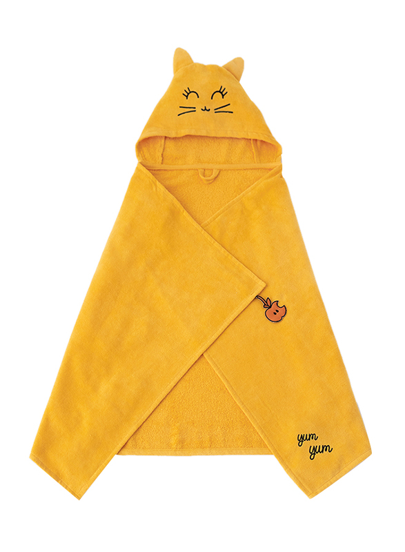 Milk & Moo Tombish Cat Velvet Hooded Towel for Babies, Orange