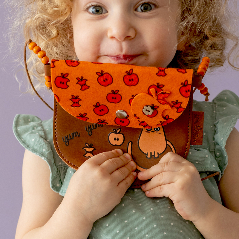 Milk & Moo Toddler Purse for Girls, Orange/Brown