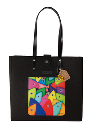 Biggdesign Fertility Fish Felt Shoulder Bag for Women, Black
