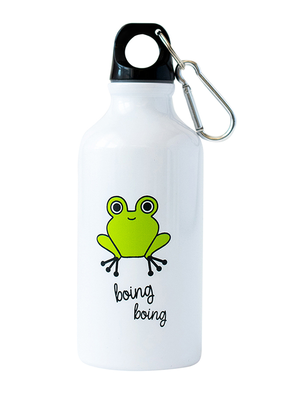 Milk & Moo 400ml Cacha Kids Aluminium Water Bottle, White/Green
